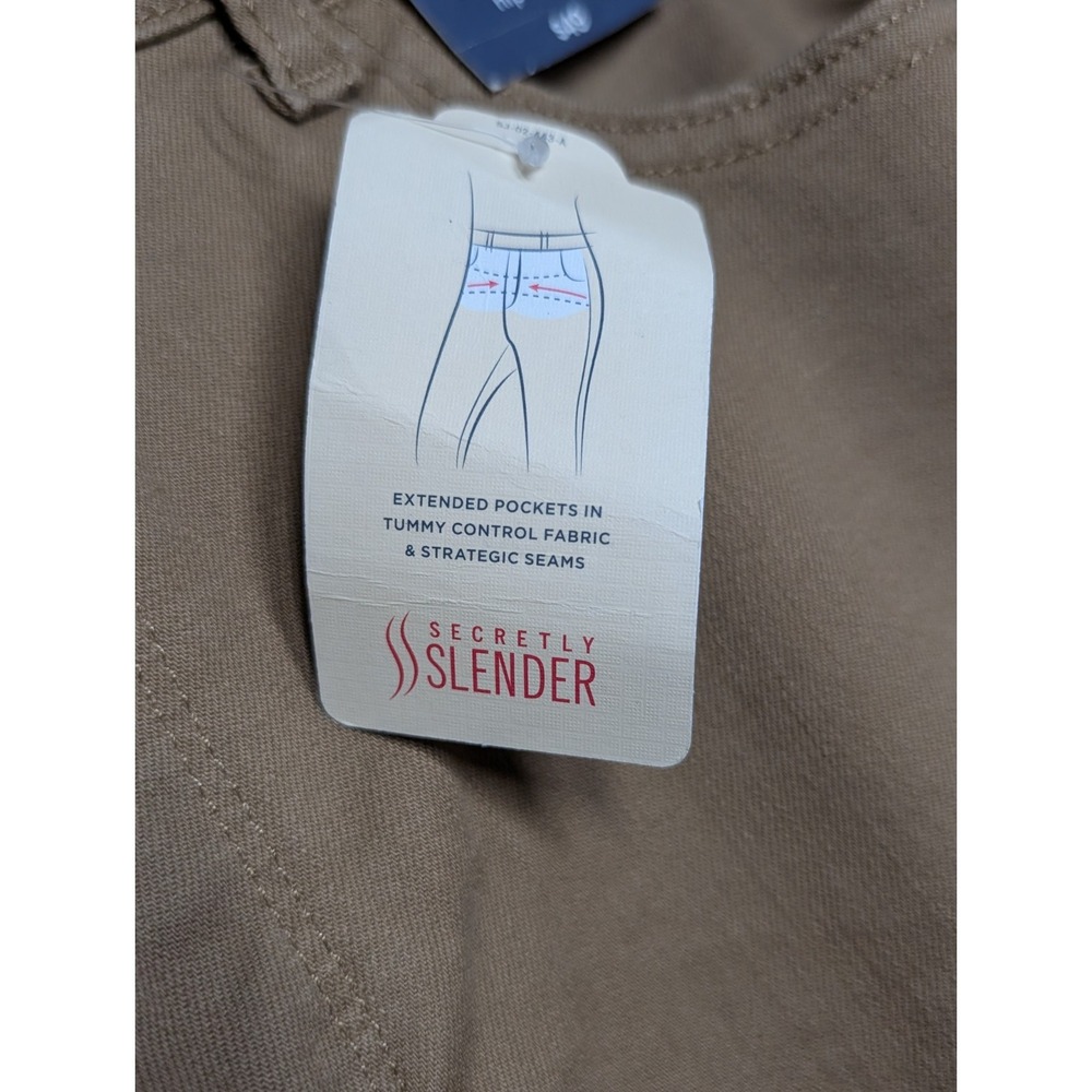 St. Johns Bay Pants Womens 14 Beige Wide Leg Cotton Stretch Secretly Slender NWT - Picture 4 of 7